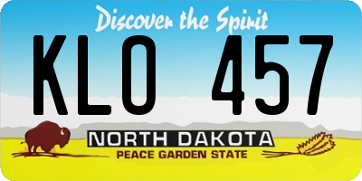 ND license plate KLO457