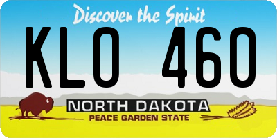 ND license plate KLO460
