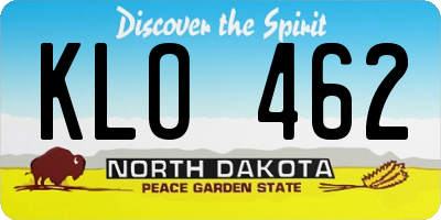 ND license plate KLO462