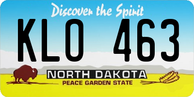 ND license plate KLO463