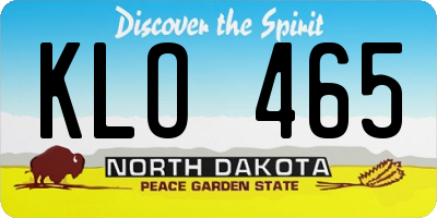ND license plate KLO465