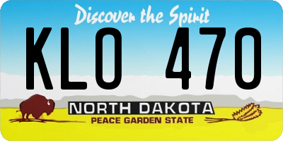 ND license plate KLO470