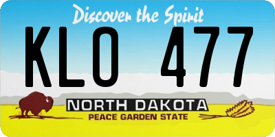 ND license plate KLO477
