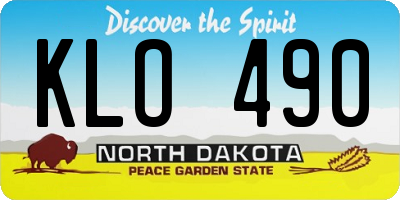 ND license plate KLO490
