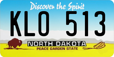 ND license plate KLO513