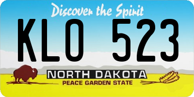 ND license plate KLO523