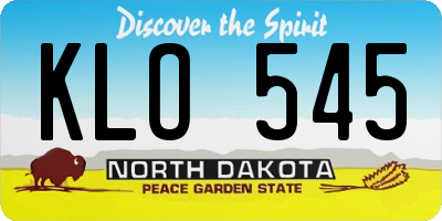 ND license plate KLO545