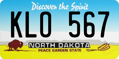 ND license plate KLO567