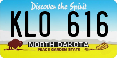 ND license plate KLO616