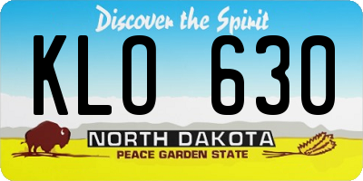 ND license plate KLO630
