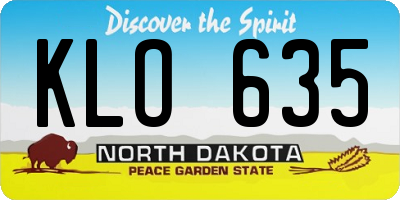 ND license plate KLO635