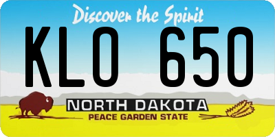 ND license plate KLO650