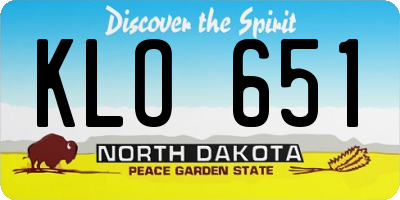 ND license plate KLO651