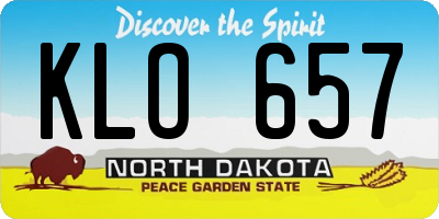 ND license plate KLO657