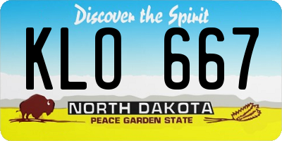 ND license plate KLO667