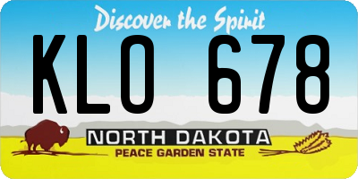 ND license plate KLO678