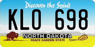 ND license plate KLO698