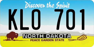 ND license plate KLO701