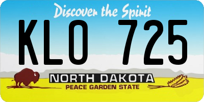 ND license plate KLO725