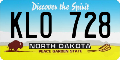 ND license plate KLO728