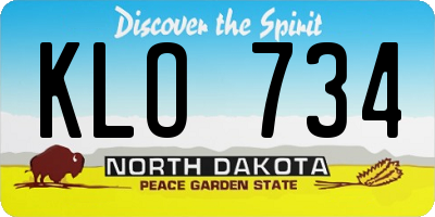 ND license plate KLO734