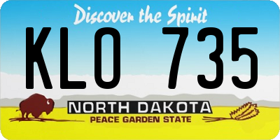 ND license plate KLO735