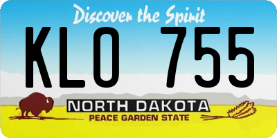 ND license plate KLO755