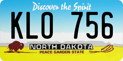 ND license plate KLO756