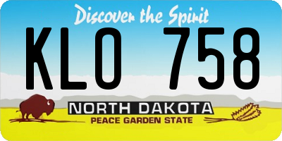 ND license plate KLO758