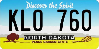 ND license plate KLO760