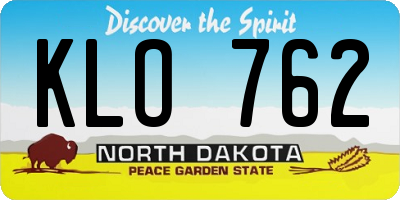 ND license plate KLO762