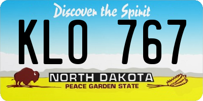 ND license plate KLO767