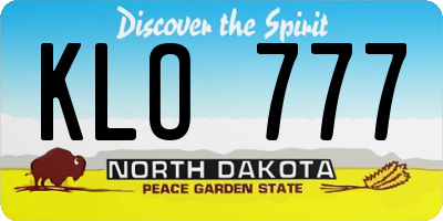 ND license plate KLO777