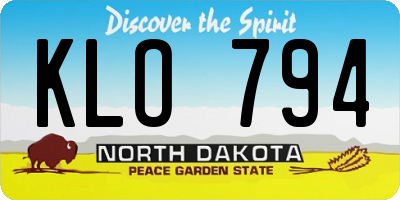 ND license plate KLO794