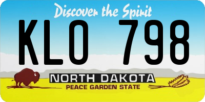 ND license plate KLO798