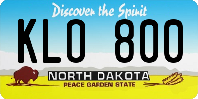 ND license plate KLO800