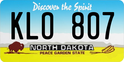 ND license plate KLO807