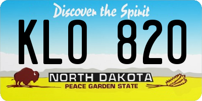 ND license plate KLO820