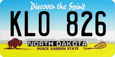 ND license plate KLO826