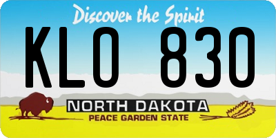ND license plate KLO830