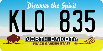 ND license plate KLO835