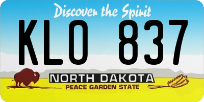 ND license plate KLO837