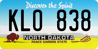 ND license plate KLO838