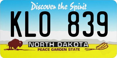 ND license plate KLO839