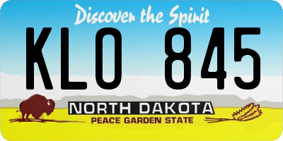ND license plate KLO845