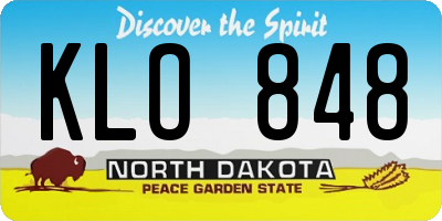 ND license plate KLO848