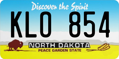 ND license plate KLO854
