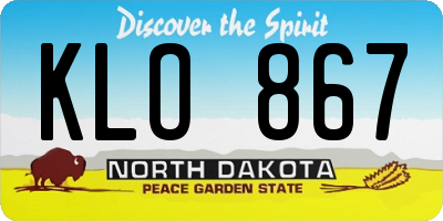 ND license plate KLO867