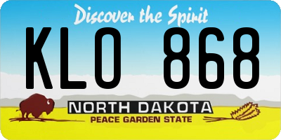 ND license plate KLO868