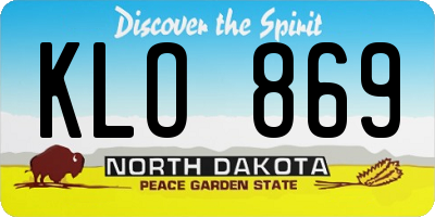 ND license plate KLO869